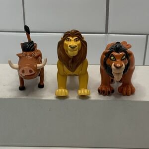 Vintage lot of 3 Burger King Disney Lion King Poseable Figures Mufasa Pumba Scar